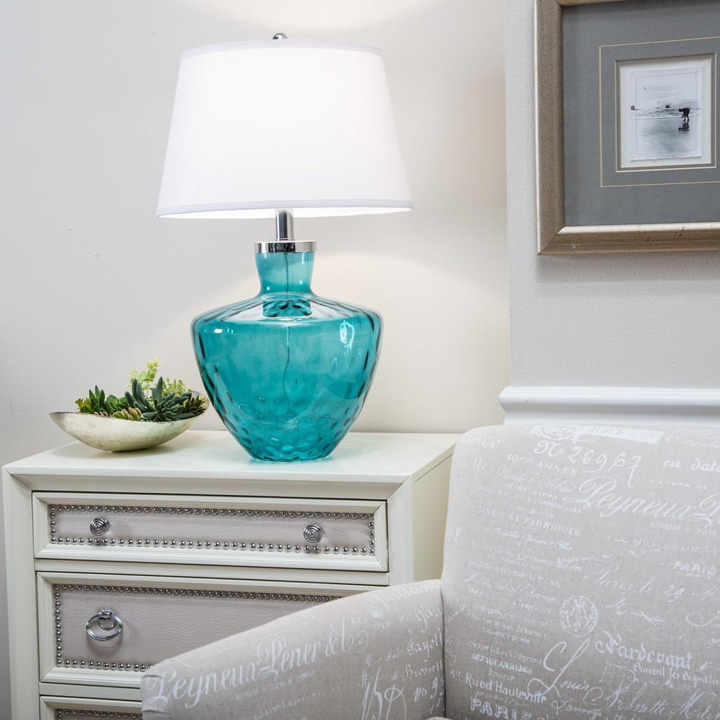Turquoise Dimpled Glass Table Lamp A386917