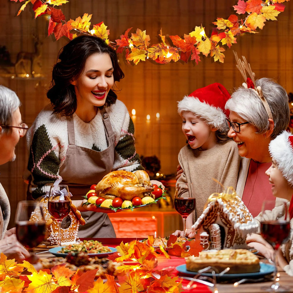 Maple Leaves Garland with Lights A79537