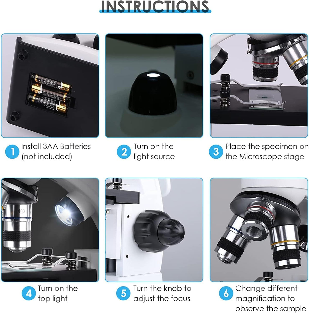 Cordless Biological Compound Monocular Microscope with Slides Set and Phone Adapter R34526