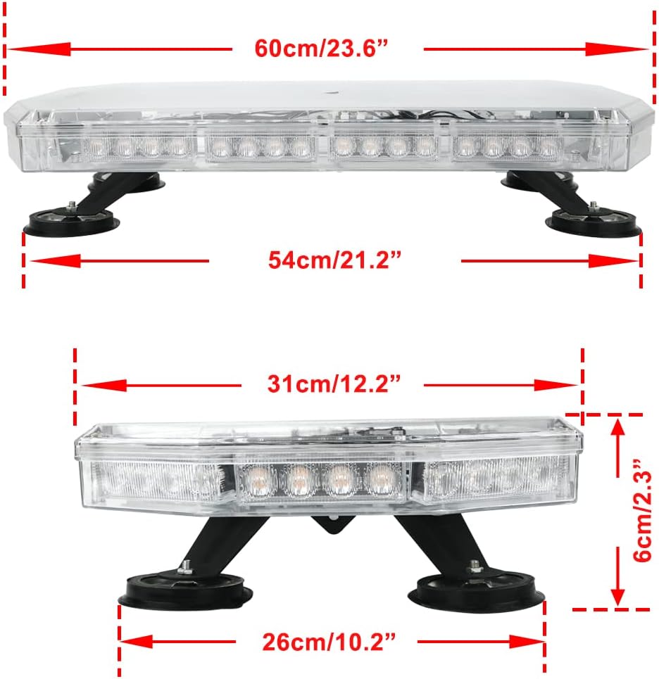 56 LEDs Emergency Warning Strobe Light Bar with 5m Cable and Double Switch, Pack of 2 I9935