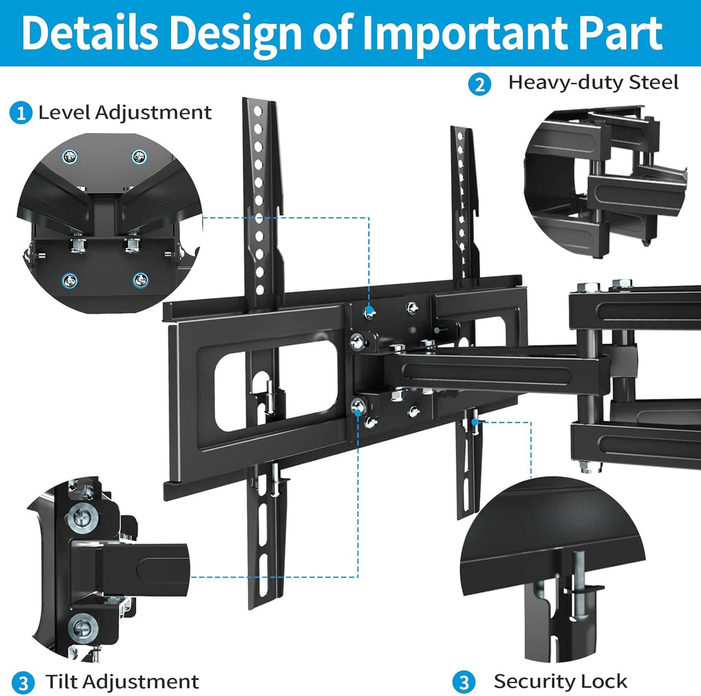 TV Wall Mount Full Motion TV Bracket with Articulating Dual Arms Tilt Swivel 14" Extend, VESA 400x400mm, Pack of 2 E605938