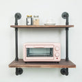 Black Industrial Retro Wall Mount Iron Pipe Microwave Oven Shelf Stand K821909