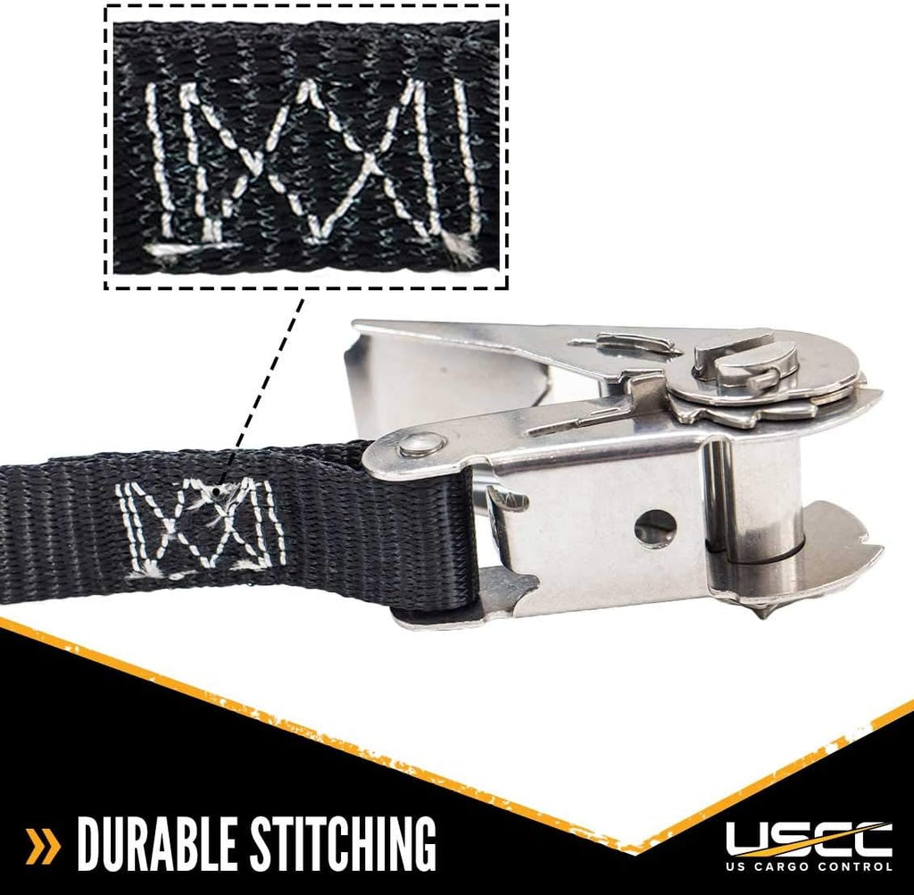 Stainless Steel Ratchet Strap Tie Down 1 Inch Wide 10 Foot Long Black 4 Pack Z995
