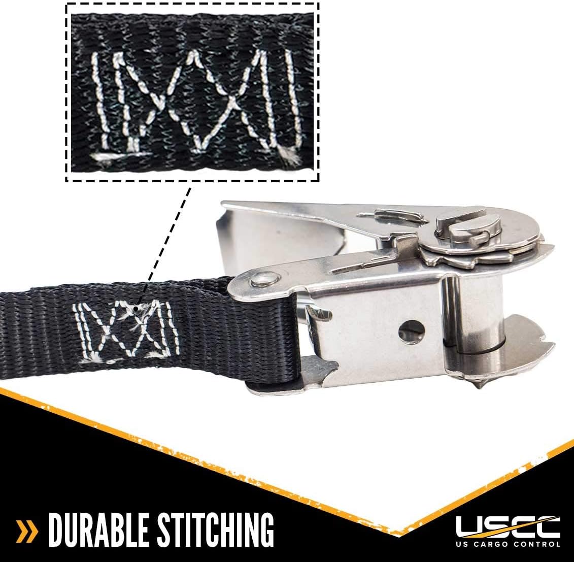 Stainless Steel Ratchet Strap Tie Down 1 Inch Wide 10 Foot Long Black 4 Pack Z995