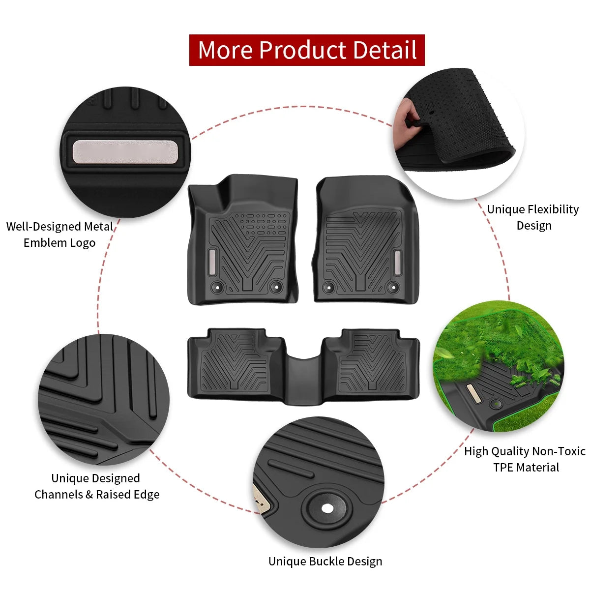 3-Piece TPE Rubber Floor Mats for Dodge Durango & Grand Cherokee N96832