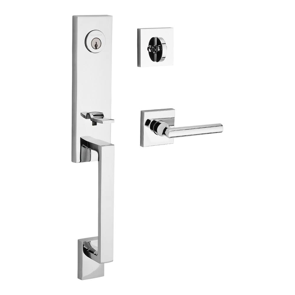 Bright Chrome Single Cylinder Handleset with Square Rose X897145