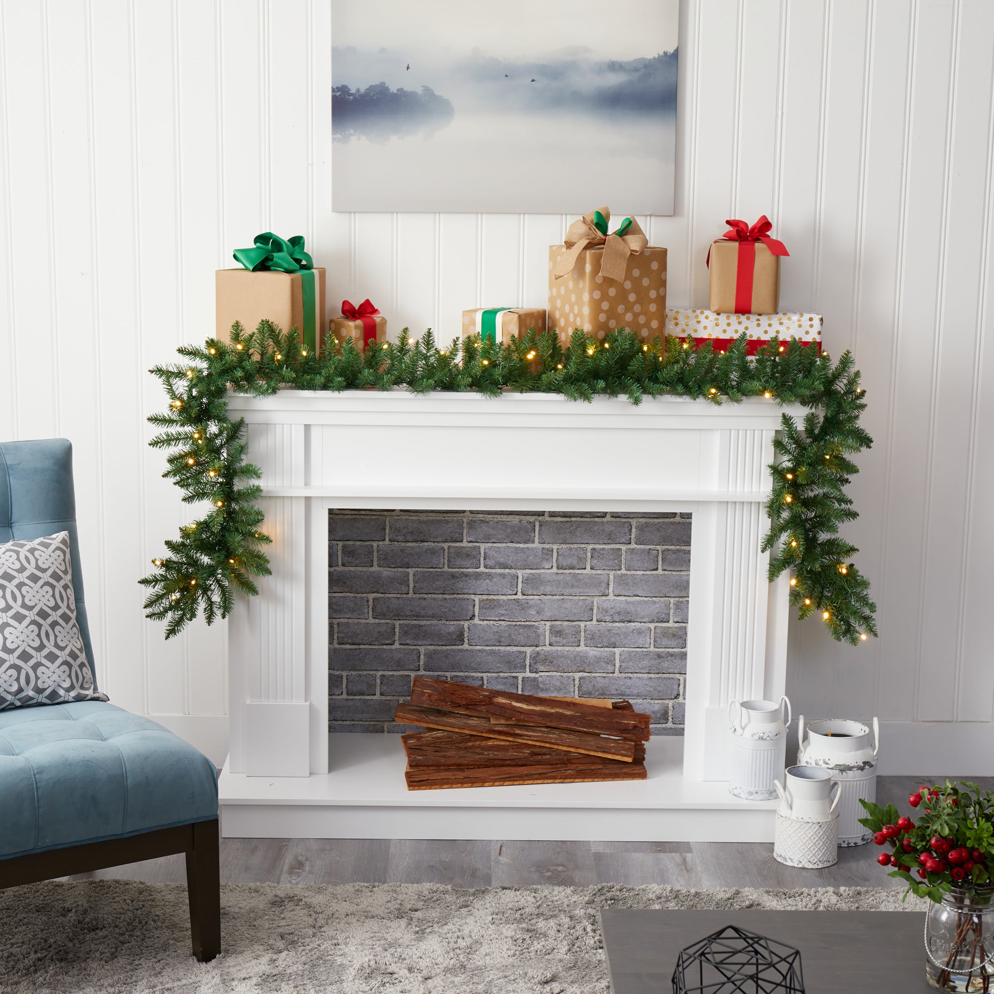 Prelit Battery Operated Garland R76281