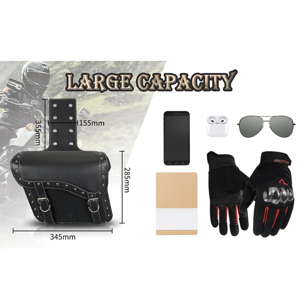 Black 35L Leather Motorcycle Saddlebags C749