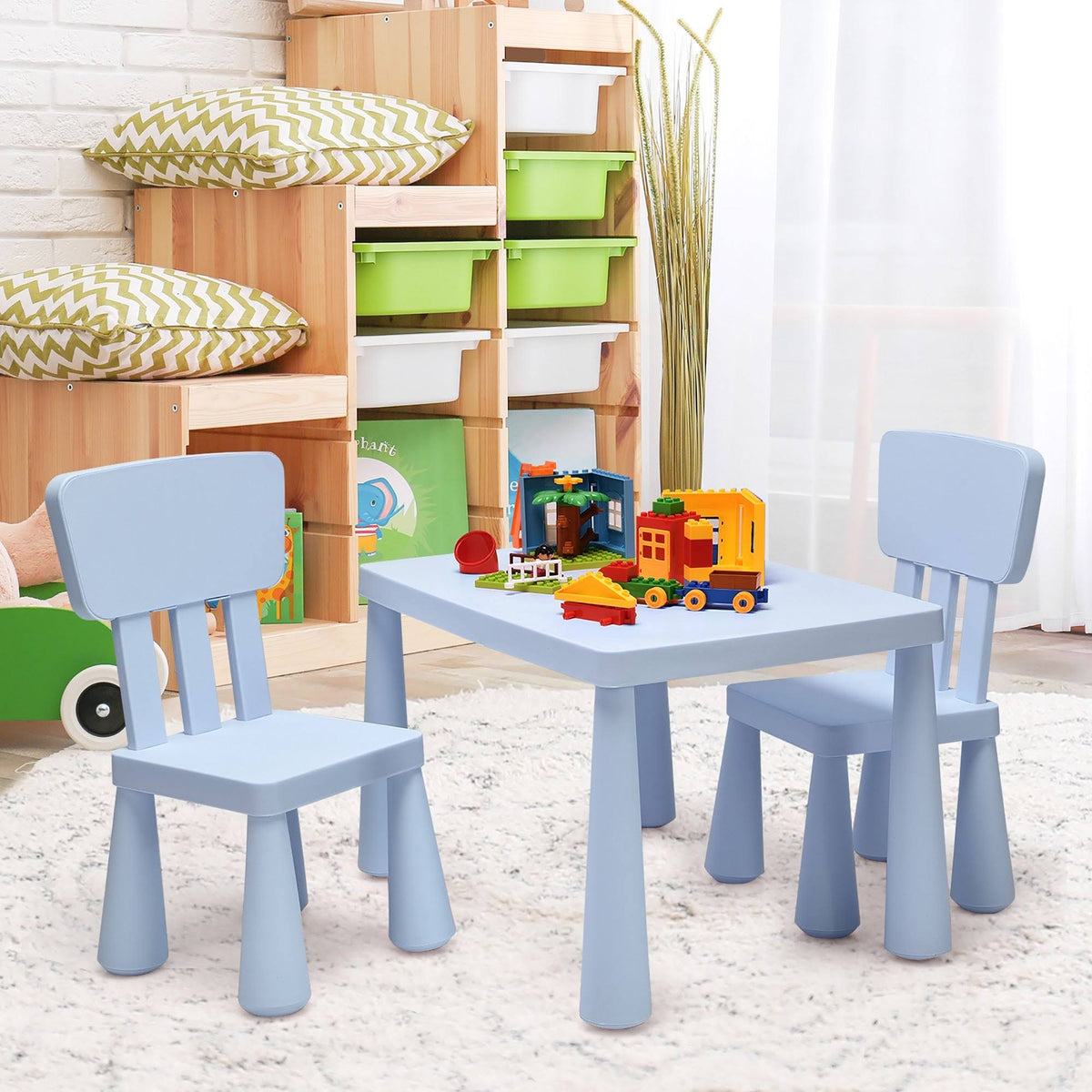 Blue 3-Piece Kids Table and Chair Set A27254