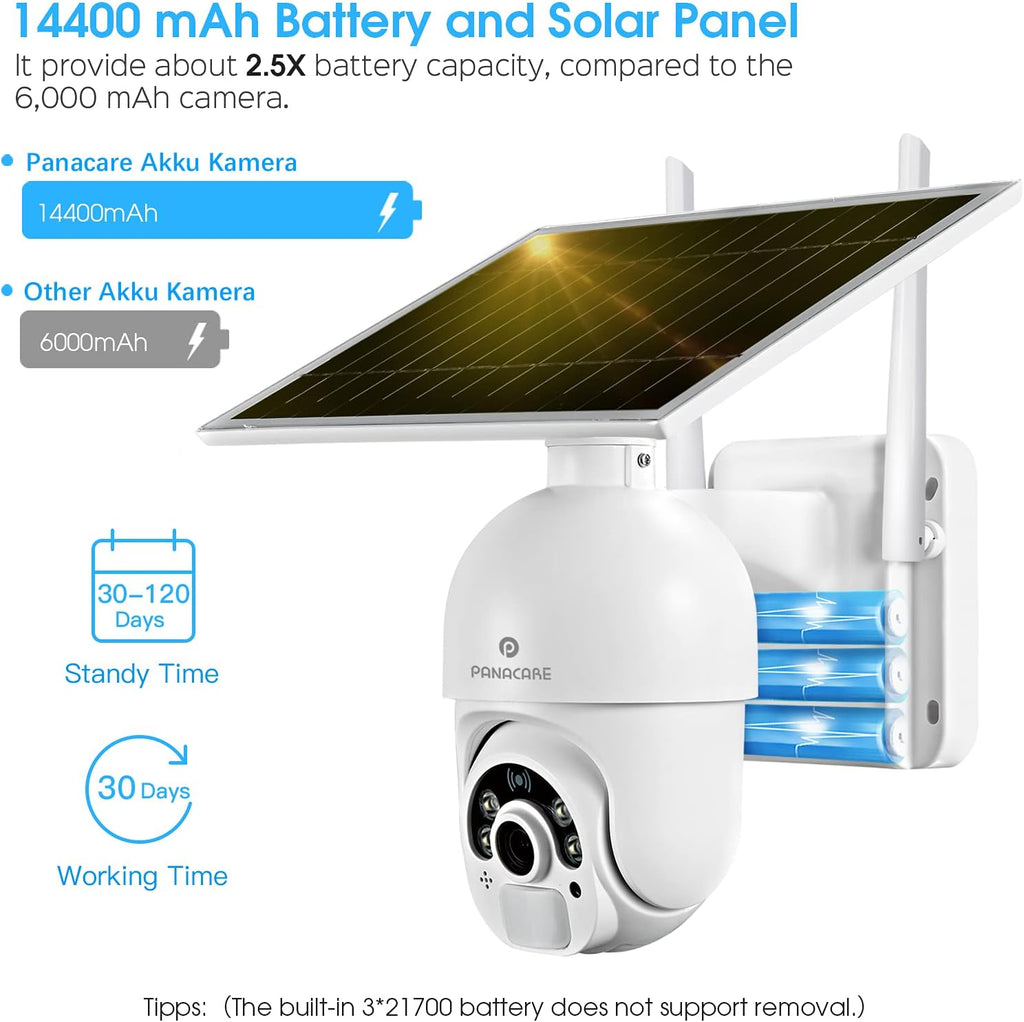 Solar Outdoor Camera 1080P 14400mAh Wireless Battery Camera B521165