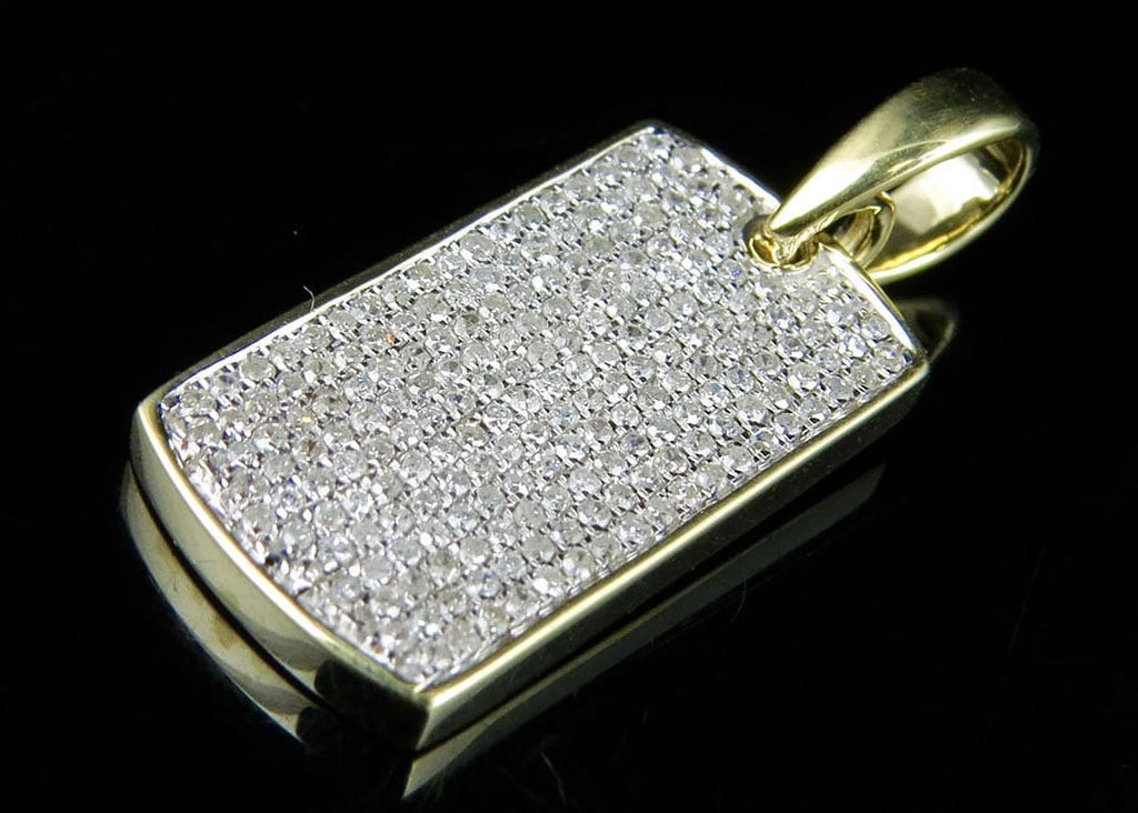 10K Yellow Gold Dogtag Diamond Pendant with 10K Franco Chain P316659