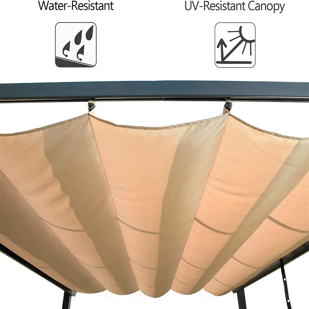 Beige Aluminum Retractable Pergola with Sun Shade Canopy M2153