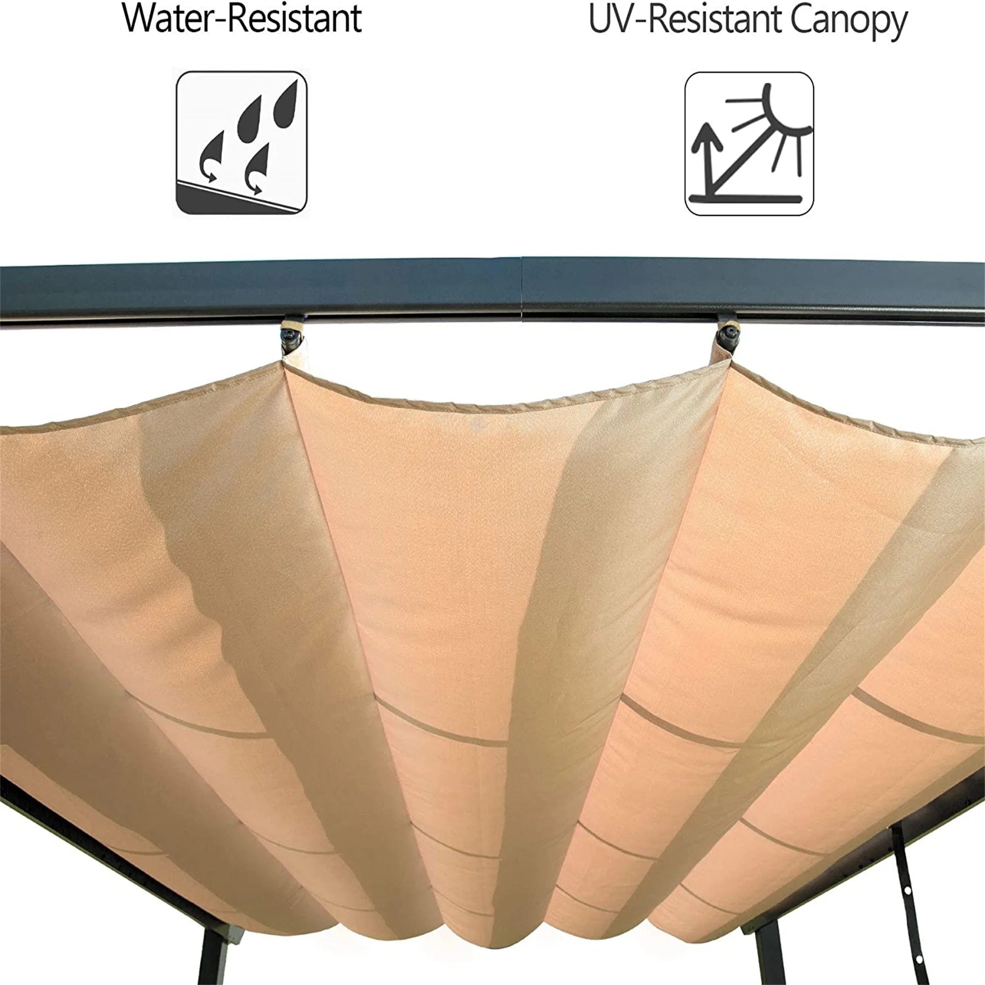 Beige Aluminum Retractable Pergola with Sun Shade Canopy M2153