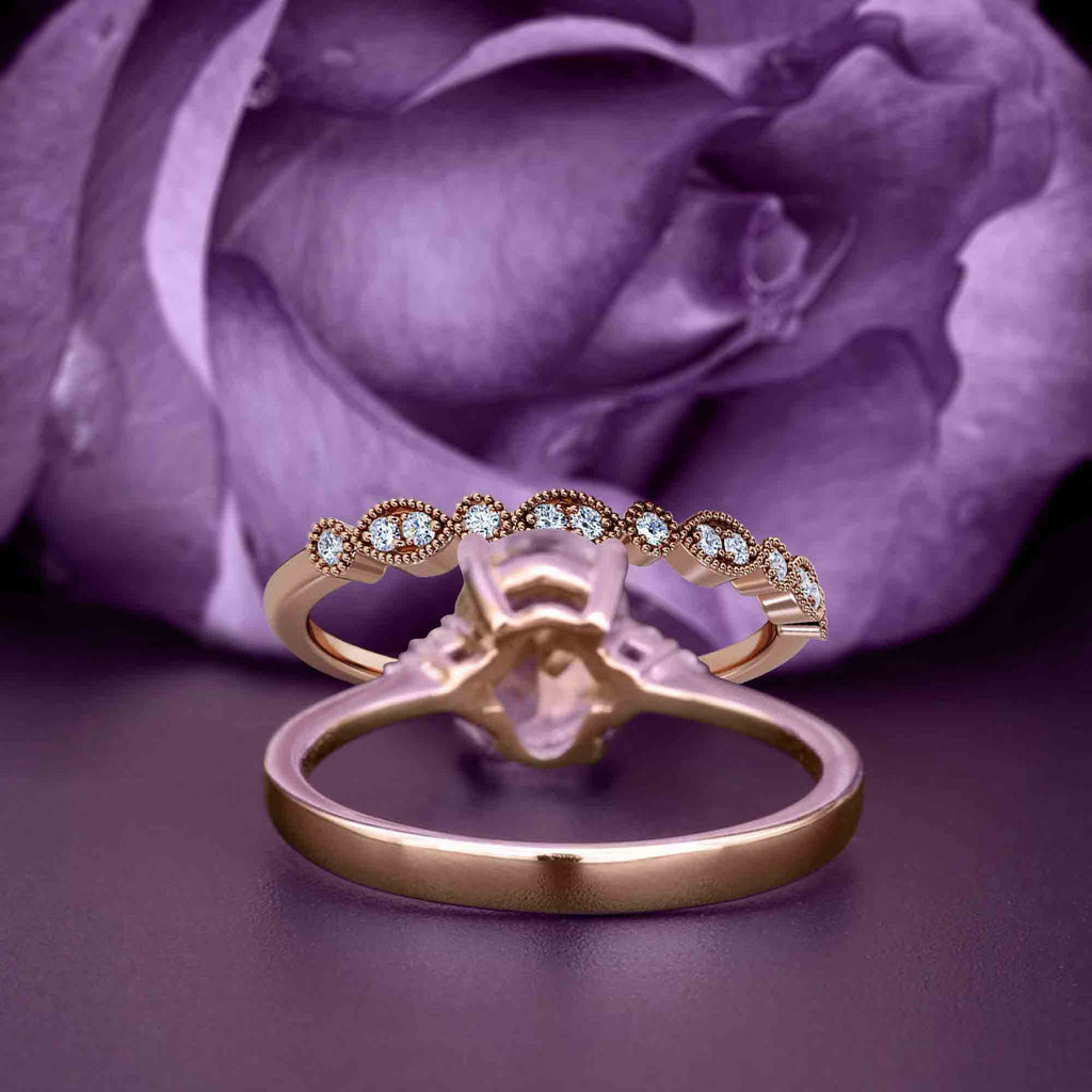 2.00 Carat Oval Cut Diamond Moissanite Engagement Ring in Silver With 18k Rose Gold Plating F829