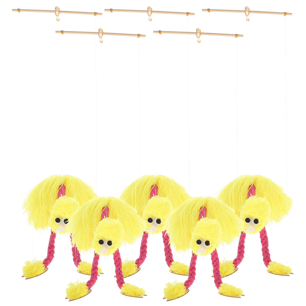5PCS Pull String Plush Ostrich Marionette Toy (Yellow) U24562