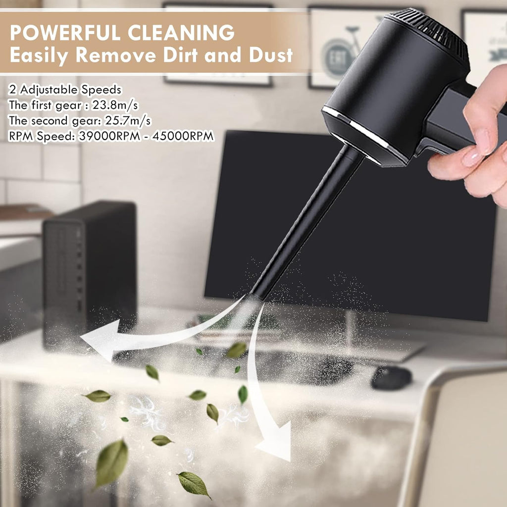 Cordless Electric Air Duster with LED Light, Rechargeable Battery, Pack of 2 C426445