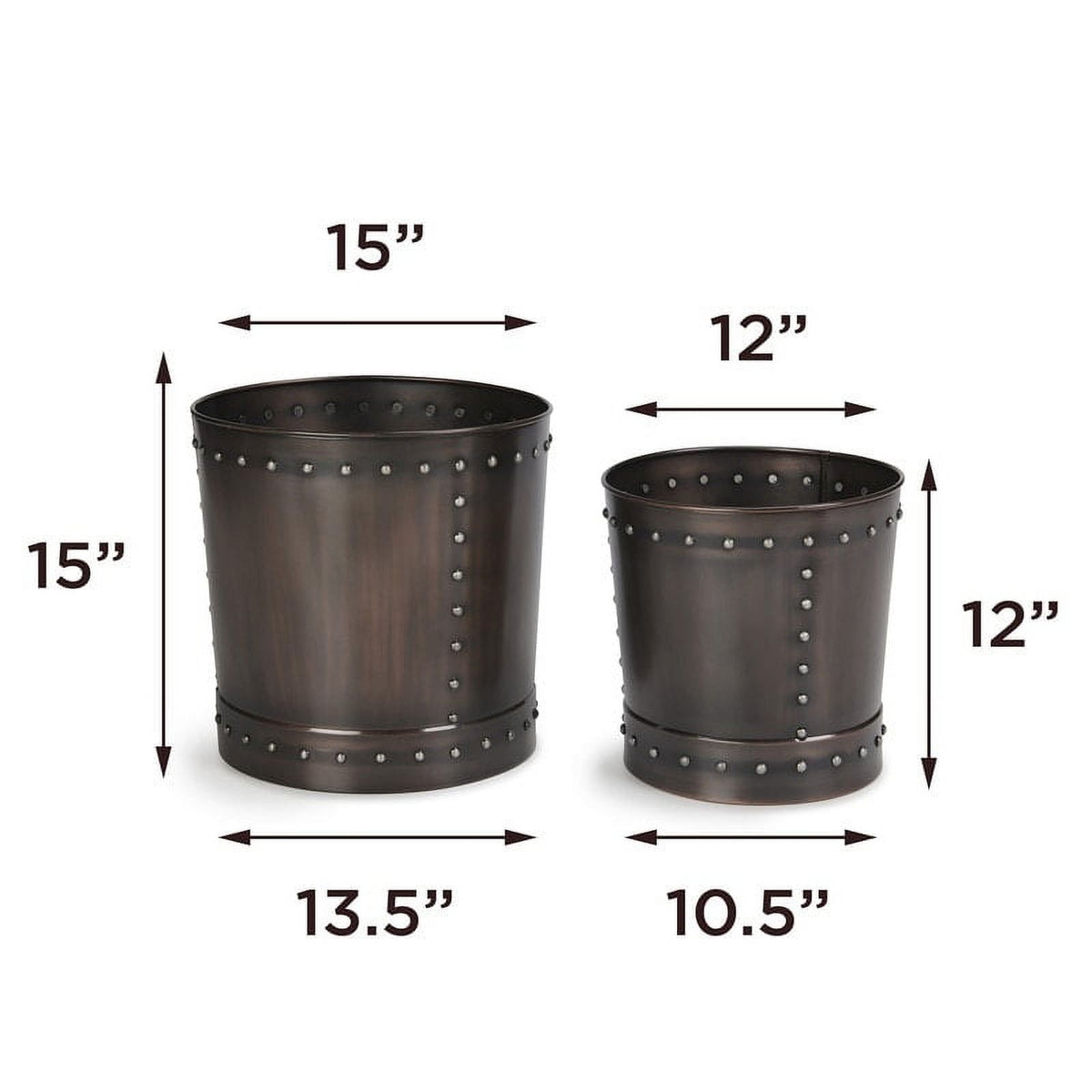 Large Riveted Bronze Planter Set of 2 L113