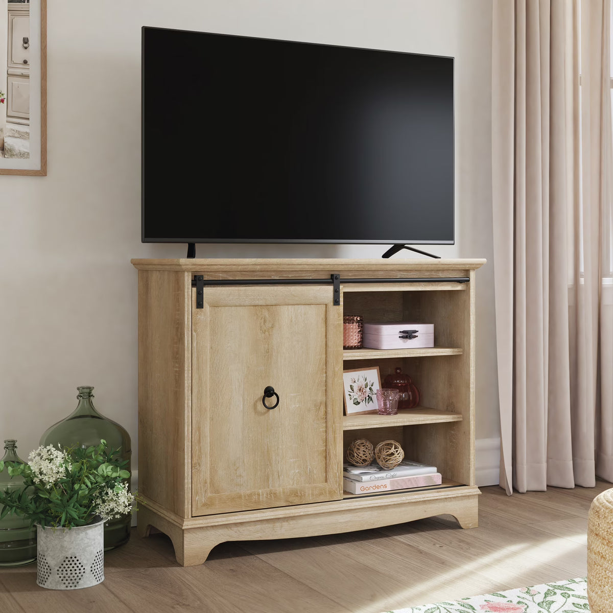 Cafe TV Stand with Storage, for TVs up to 43", Orchard Oak Finish P8425