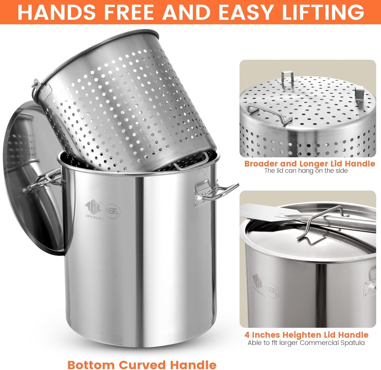 84QT Stainless Steel Seafood Boil Pot with Propane Fryer F605