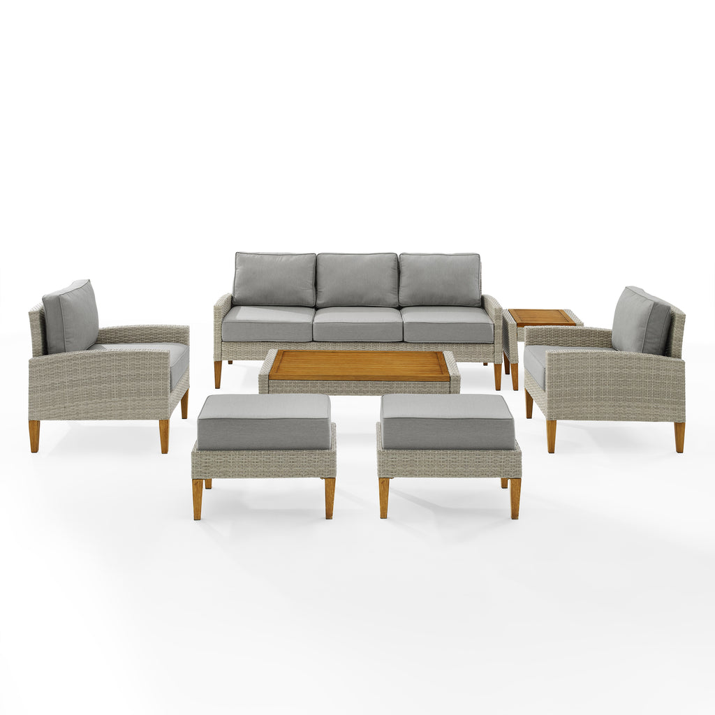 7 Pc Outdoor Wicker Sofa Set Gray X6523
