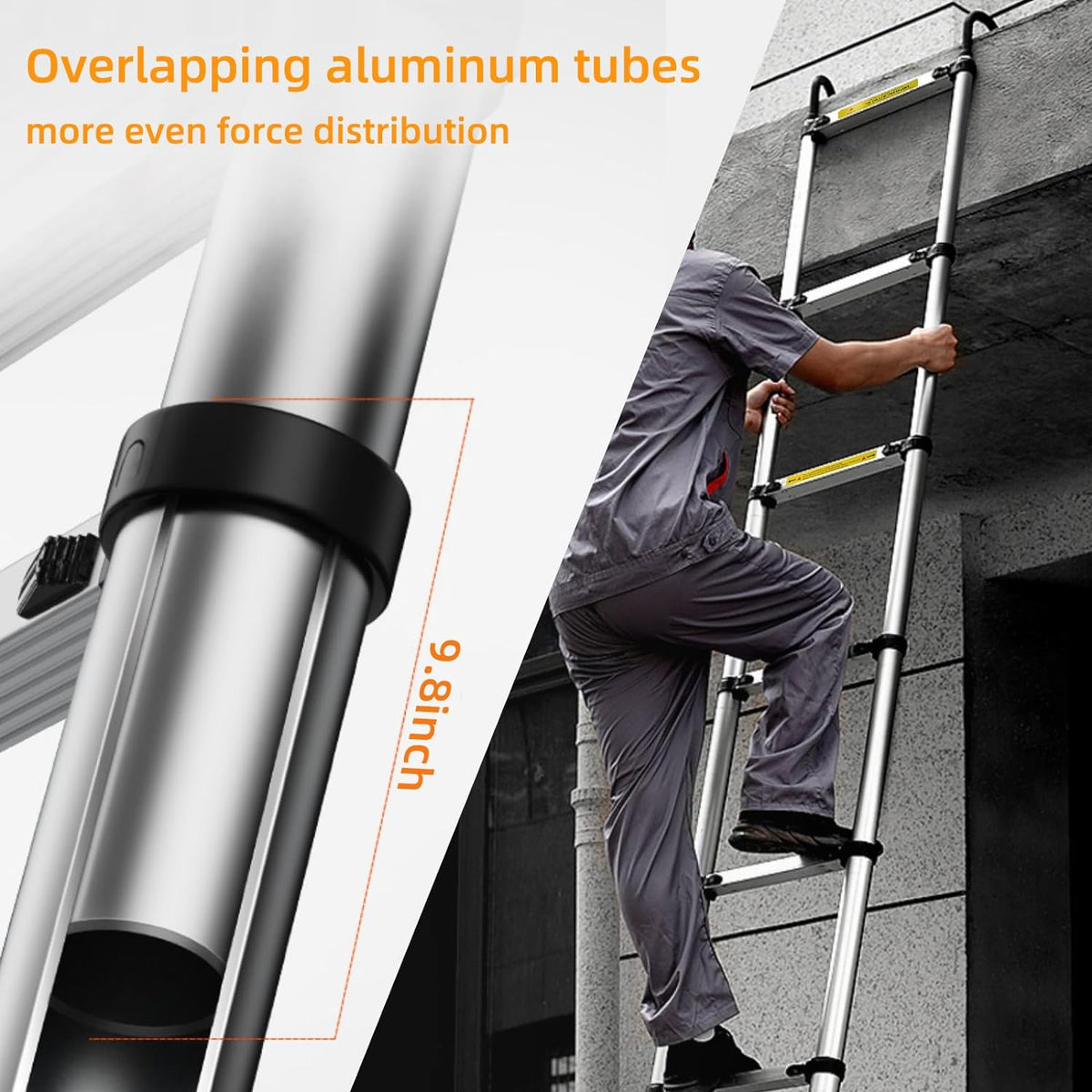 10.5ft Aluminum Telescoping Ladder with Hook G2583