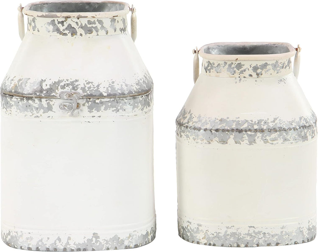 White Decorative Milk Can Pack of 2 C6635