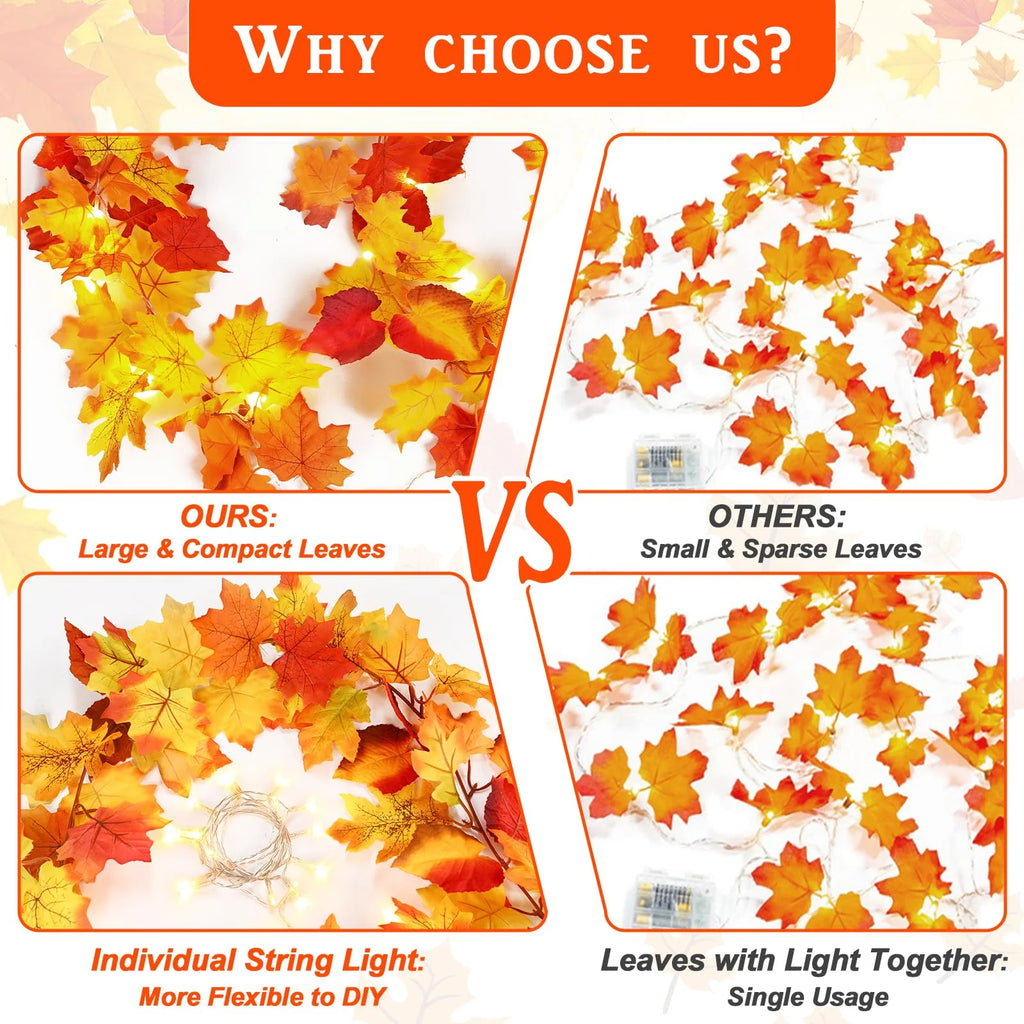 Maple Leaves Garland with Lights A79537
