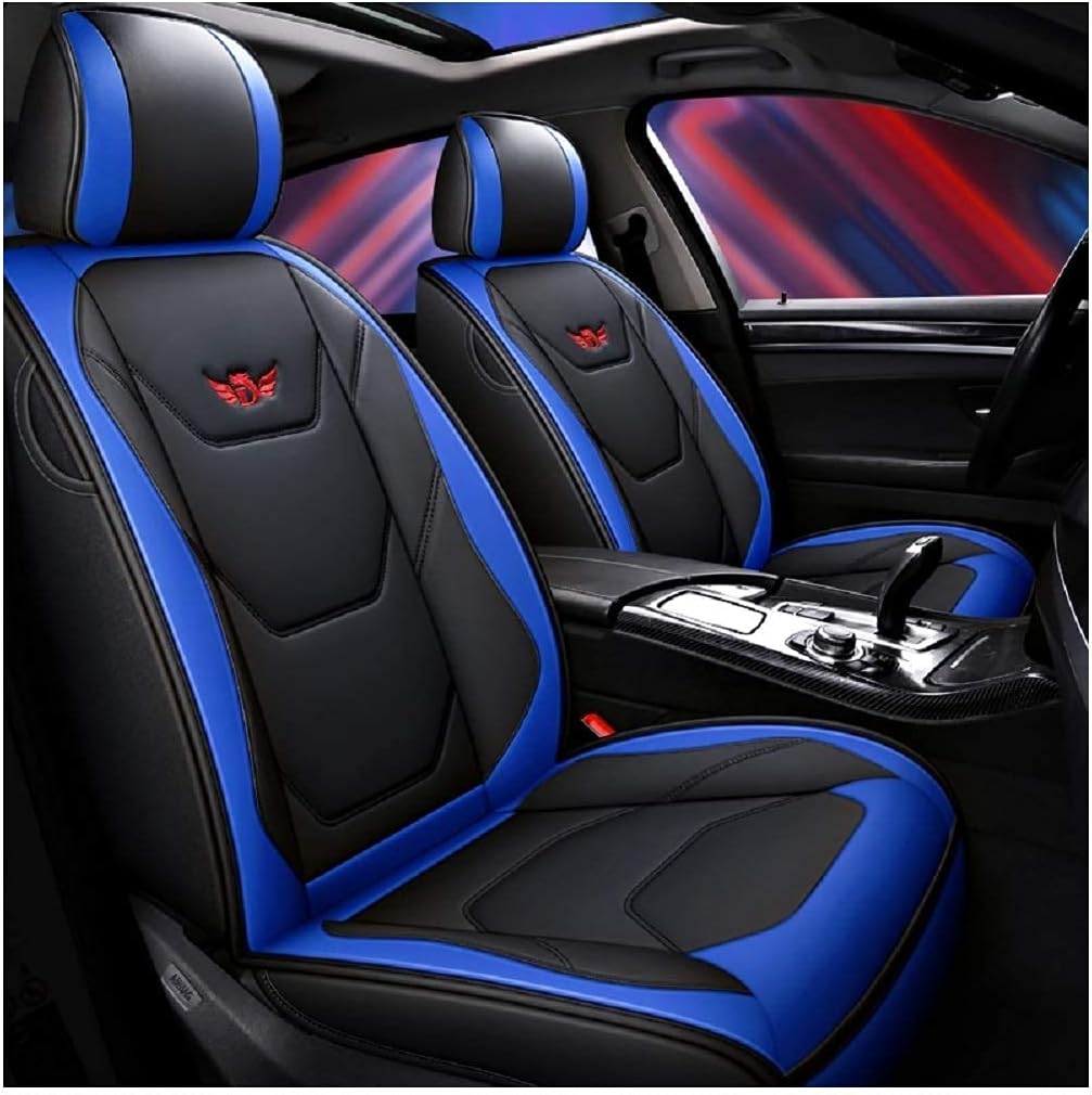 Black-Red PU Leather Car Seat Covers 5 Seats Full Set B4611