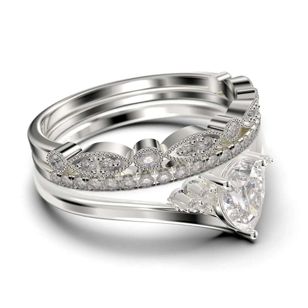 2.25 Carat Pear Cut Diamond Moissanite Engagement Ring in 925 Sterling Silver With 18k White Gold Plating D145