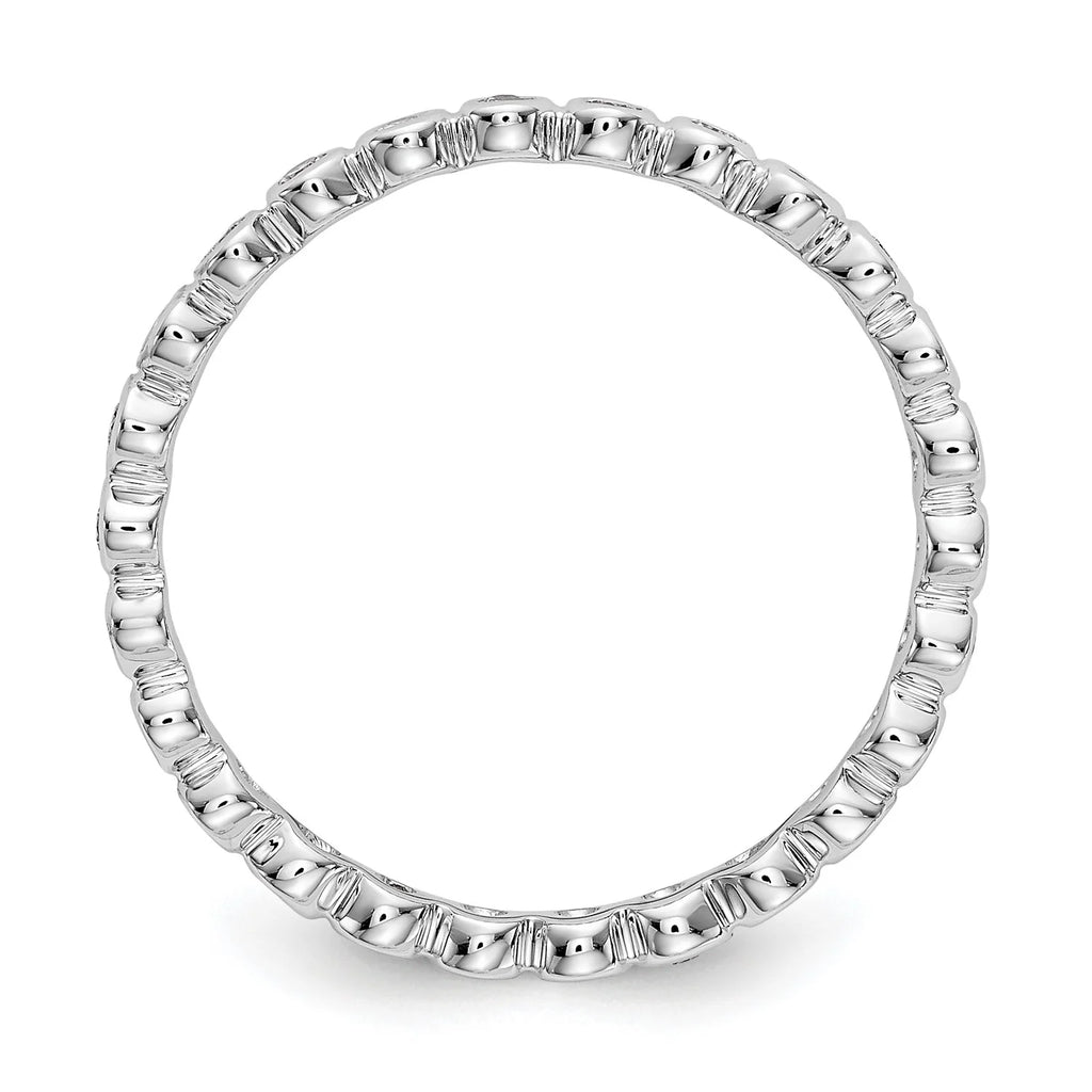 14k White Gold Bezel Set Diamond Eternity Wedding Band Ring Size 7.5 M74740