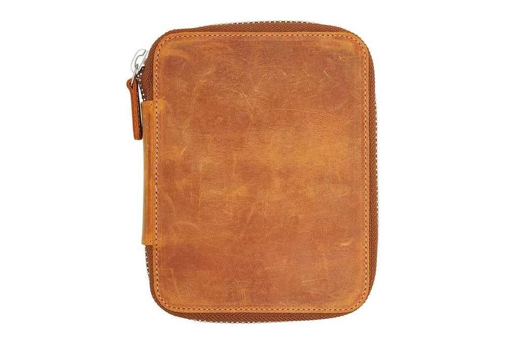 Crazy Horse Brown Zippered 10 Slot Pen Case F231