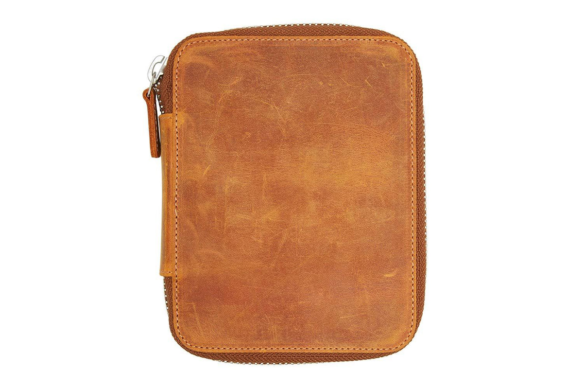 Crazy Horse Brown Zippered 10 Slot Pen Case F231