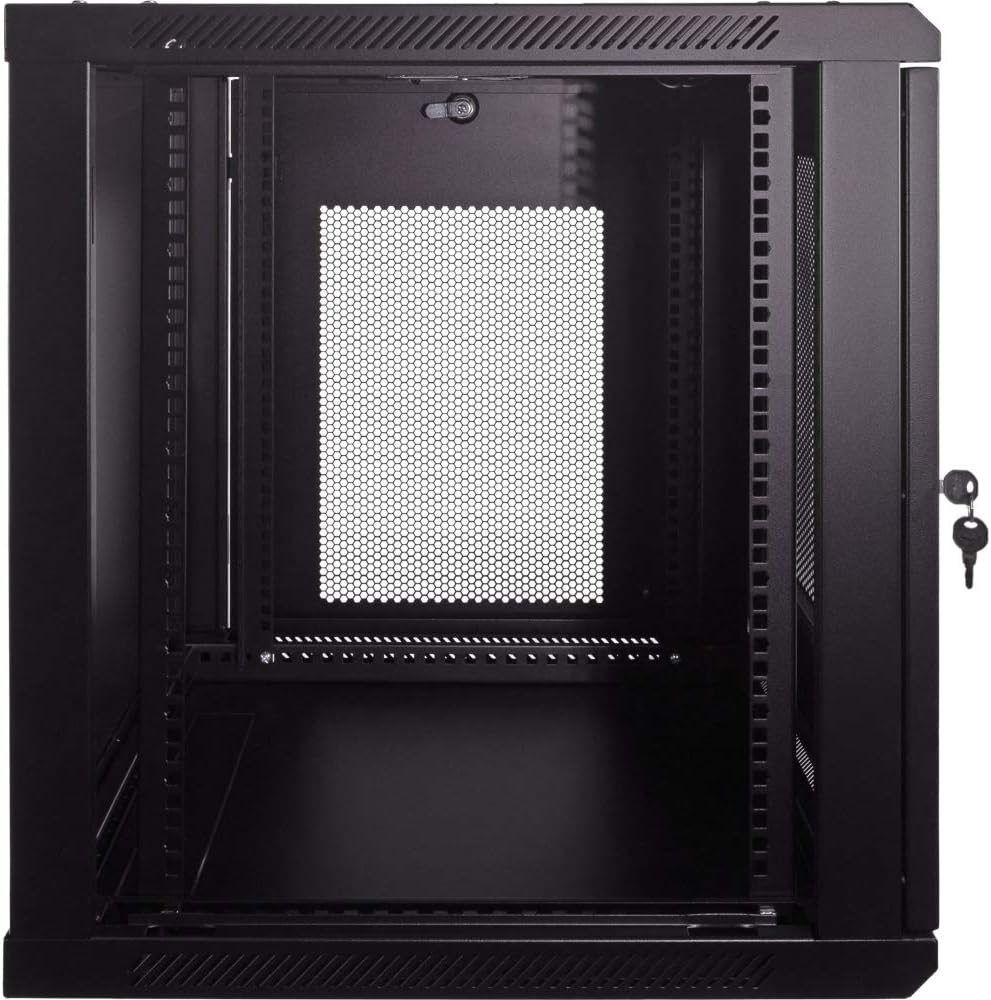 12U Wallmount Cabinet Enclosure 19-Inch Server Network Rack with Locking Perforated Door Black S28022