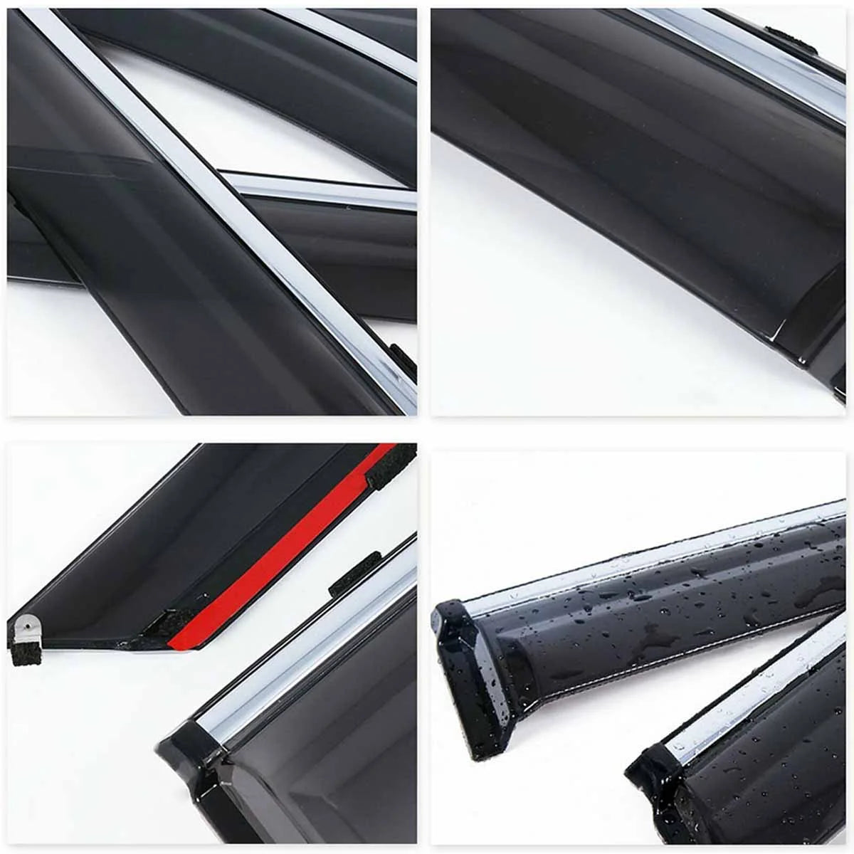 Window Deflector Chrome Window Visors Vent Sun Rain Guards M295