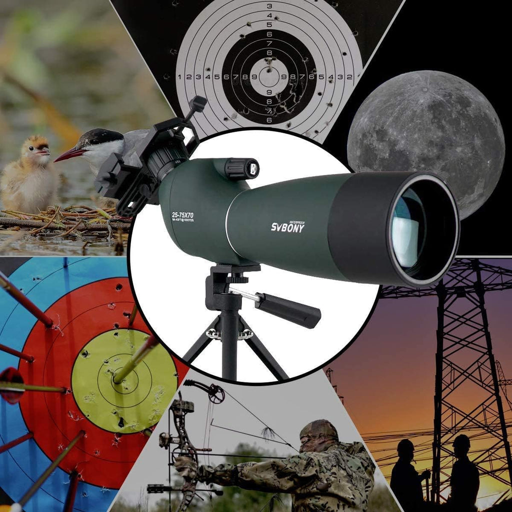 25-75x70 Angled Waterproof Spotting Scope with Tripod, Phone Adapter T619997