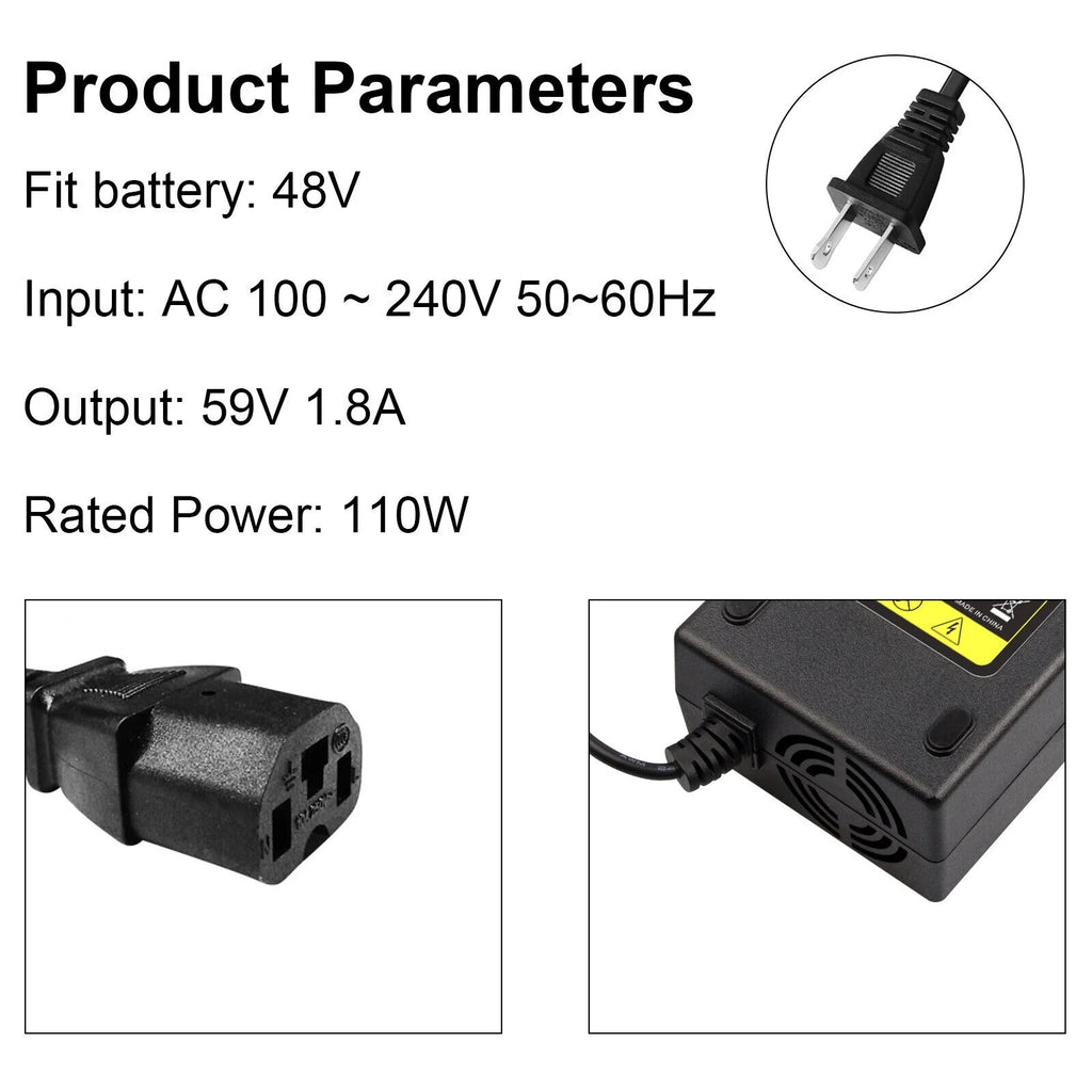 48V 12AH Electric Scooter E-Bike Battery Charger Adapter R618076