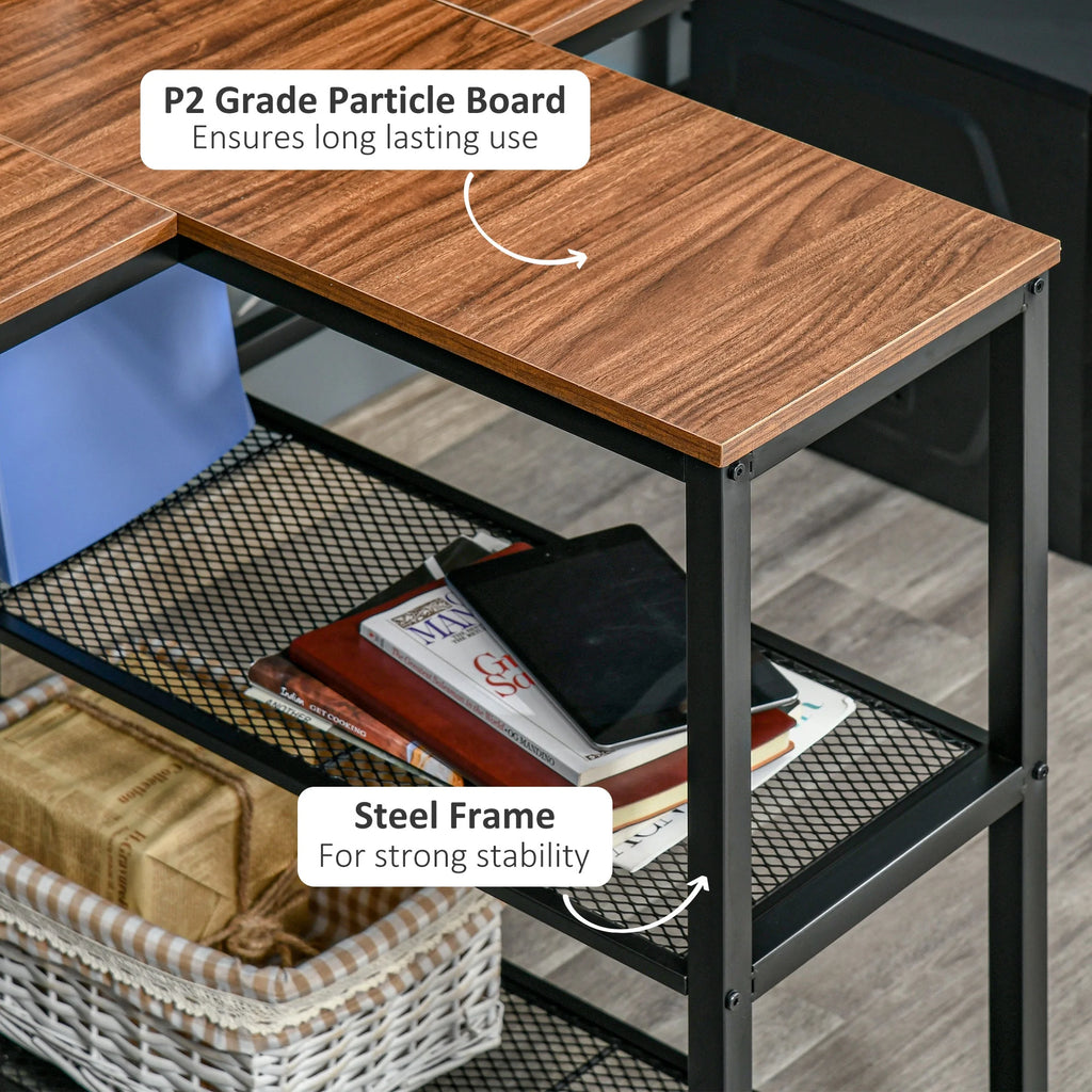 83" Two Person Computer Desk with 2 Storage Shelves and Book Shelf Y374