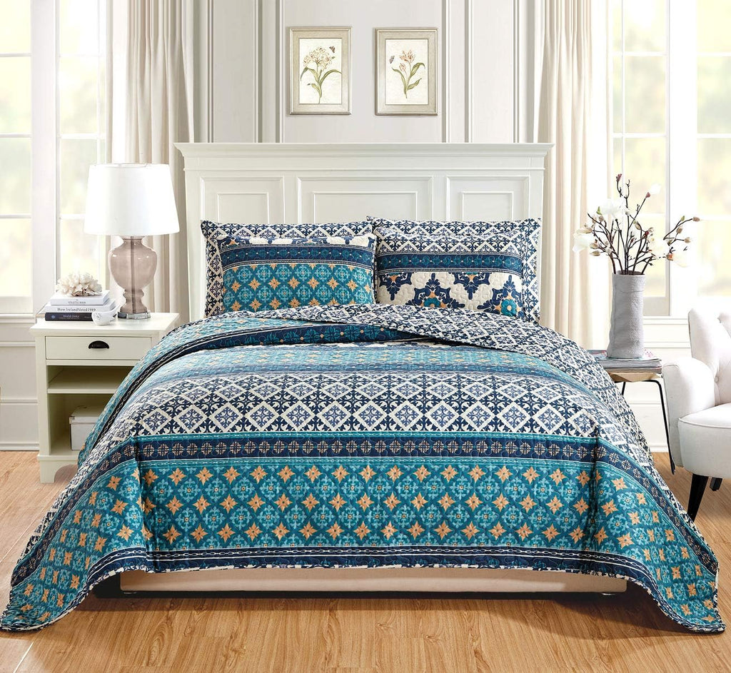 3-Piece Oversize Quilt Set Reversible Bedspread Coverlet Cal King Size U493738