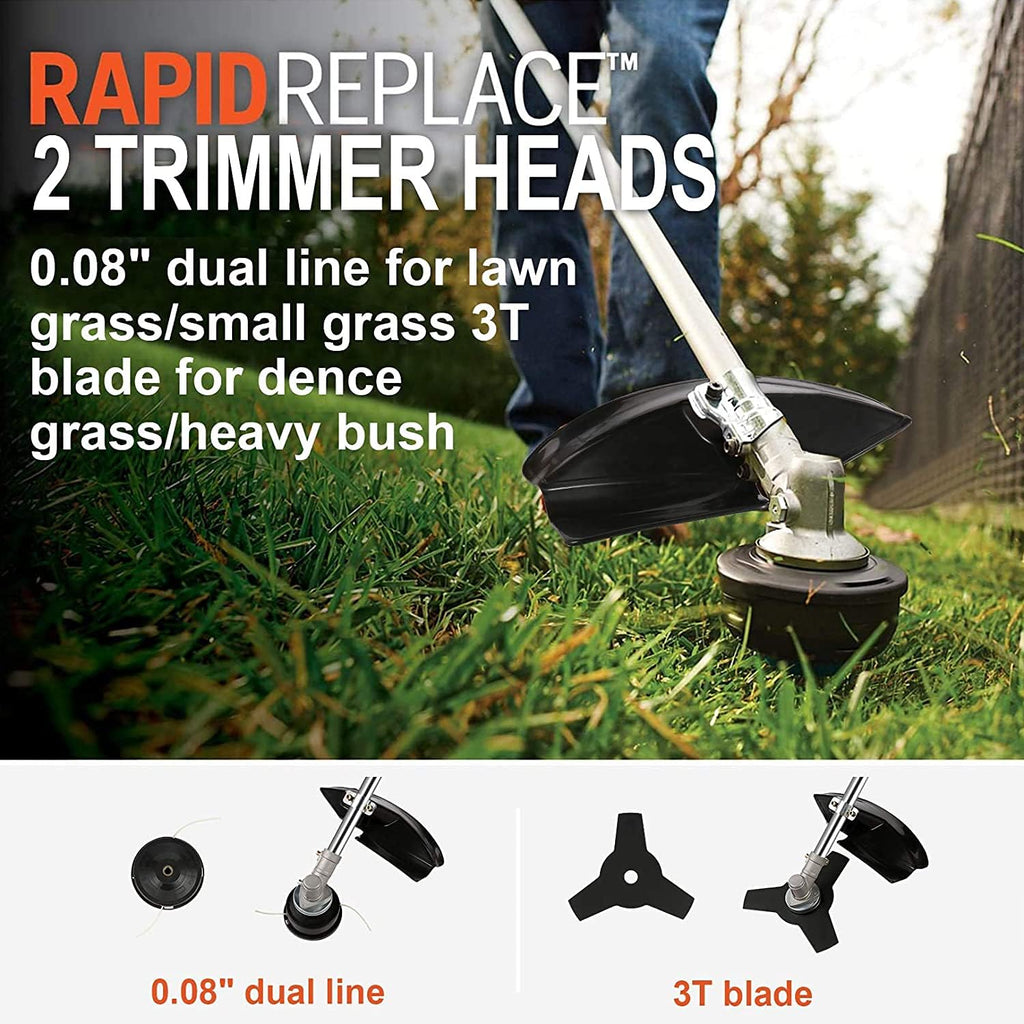 58CC 2-Cycle Gas Powered String Trimmer with 4 Detachable Head Straight Shaft Weed Wacker H160532