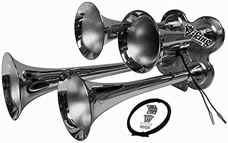 4 Trumpet Chrome Train Air Horn Pack of 2 U9886