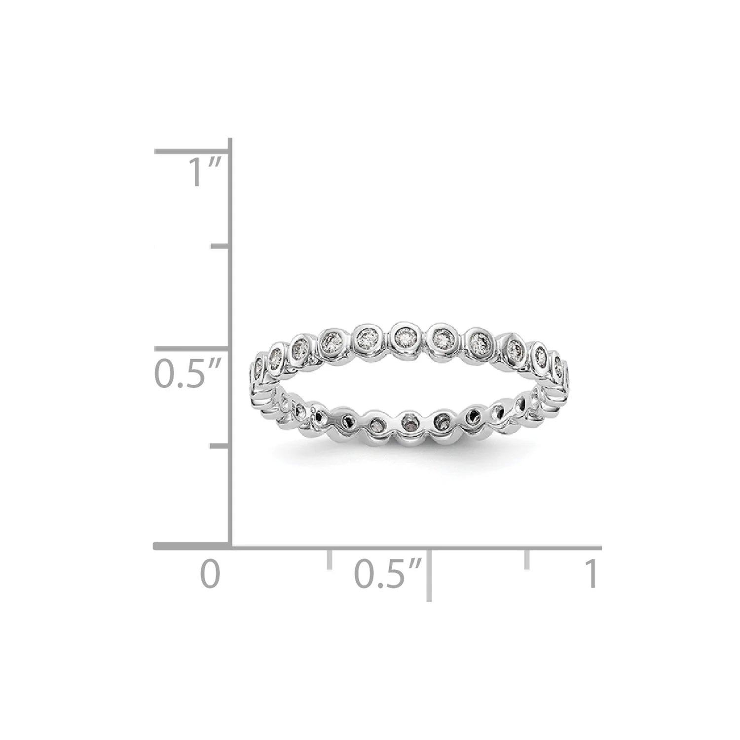14k White Gold Bezel Set Diamond Eternity Wedding Band Ring Size 7.5 M74740
