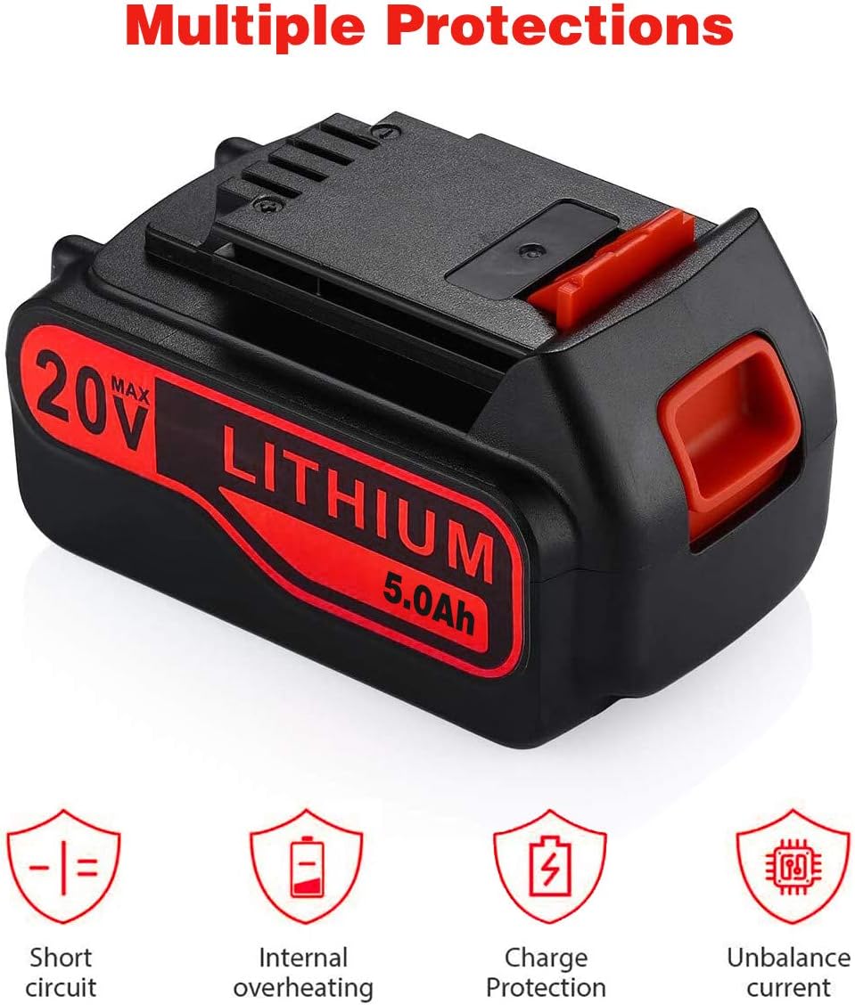 2Pack 5.0Ah 20V Lithium Replacement Battery for Black and Decker 20V S359512