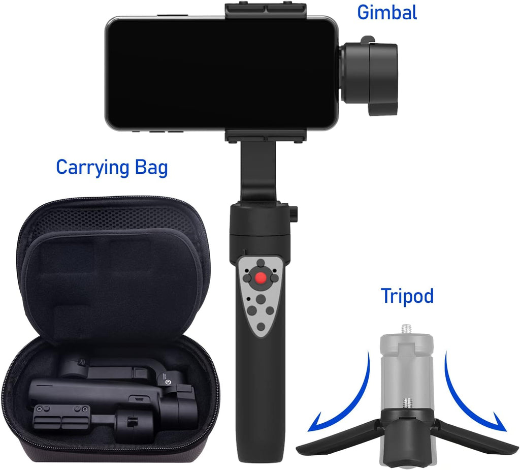 3-Axis Mini Handheld Gimbal Stabilizer for iOS and Android, Foldable Pocket Gimbal Bundle, Pack of 2 E116