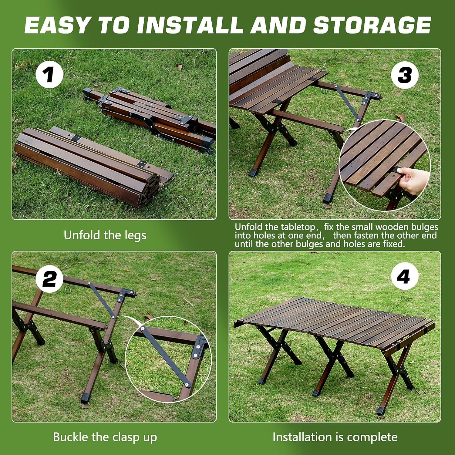 Portable Folding Wooden Camping Table with Carry Bag Z9145