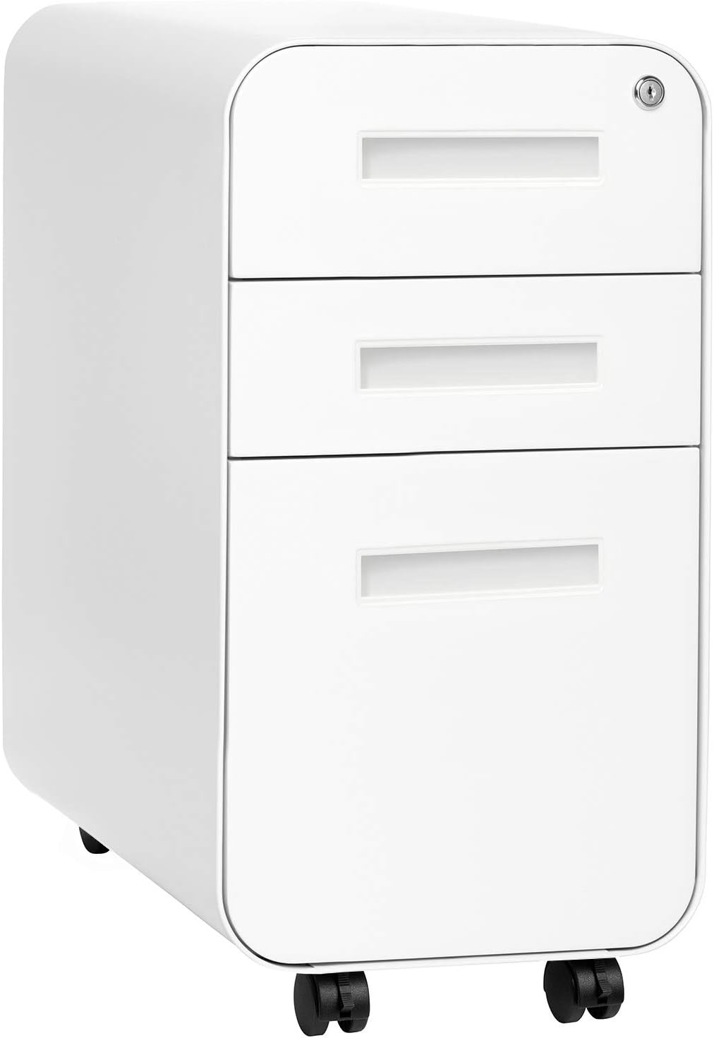 3-Drawer Mobile File Cabinet White/Orange K9914