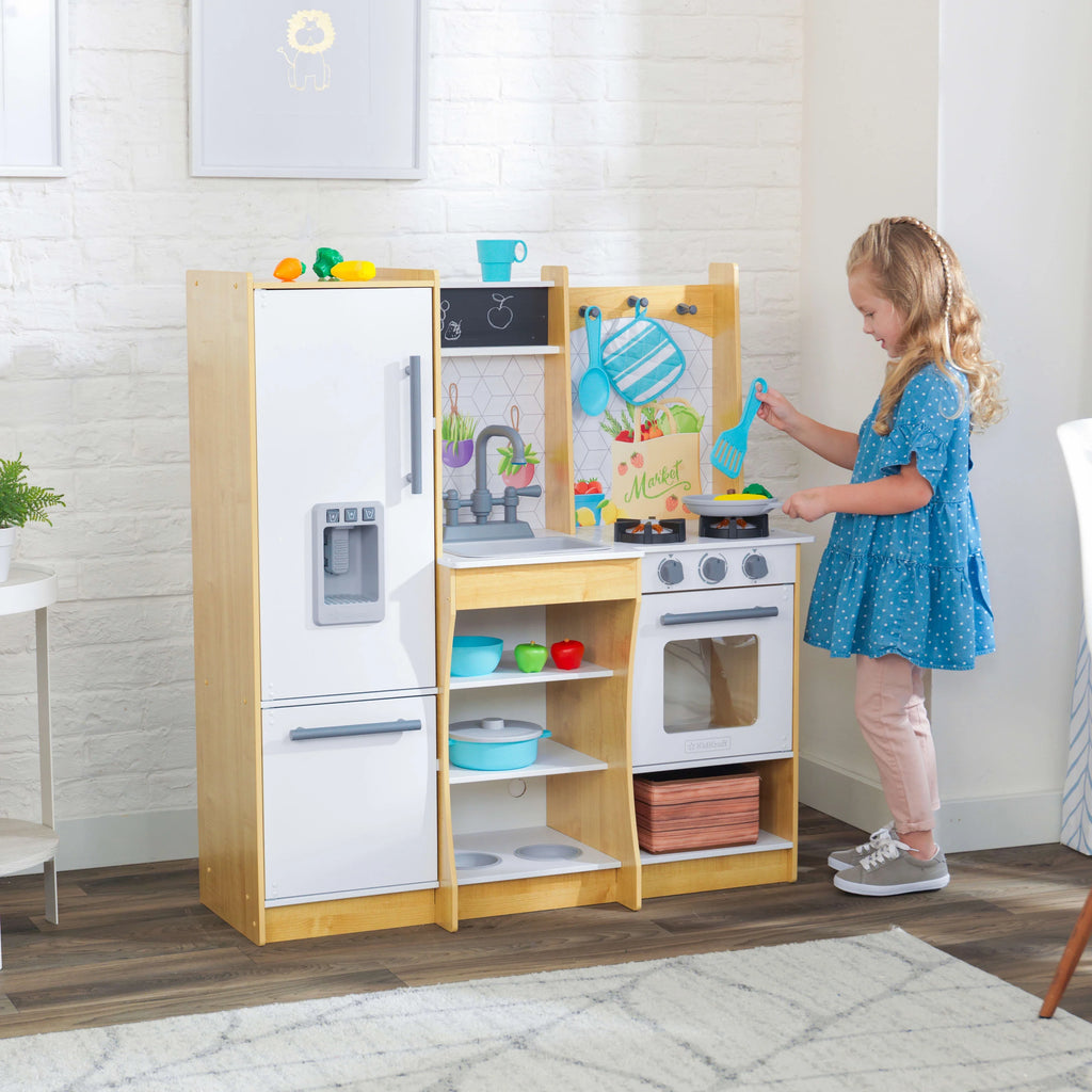 Play Kitchen with Lights and Sounds, Working Ice Maker and 22 Accessories H643600