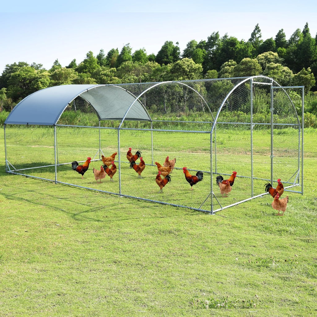Large Metal Chicken Coop Walk-in Poultry Cage with Waterproof and Anti-Ultraviolet Cover (9.2'W x 12.5'L x 6.5'H) X267500