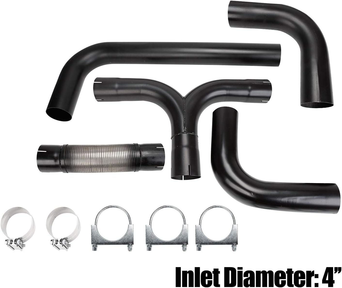 Black Stainless Steel 4'' Universal T Pipe Kit Dual Smoker Exhaust Stack System G202