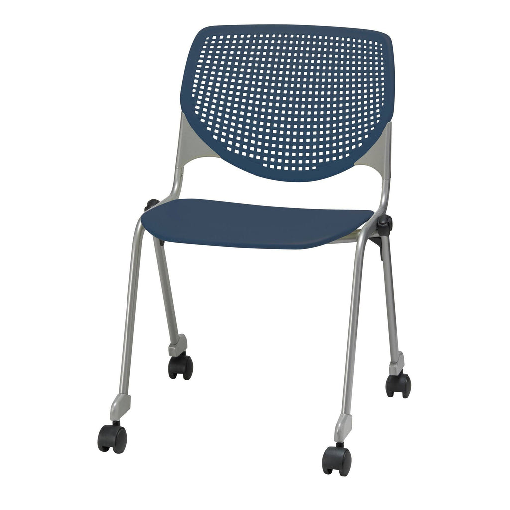 Navy Poly Stack Chair with Casters S657344