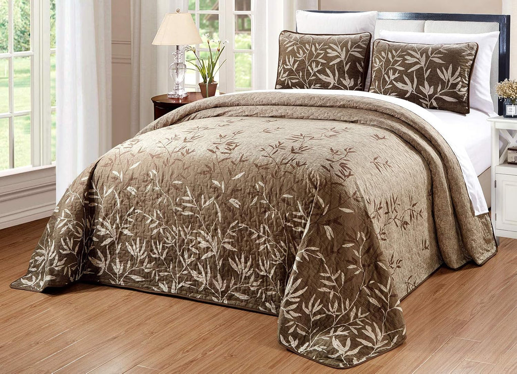 3-Piece Oversize Quilt Set Reversible Bedspread Coverlet Cal King Size U493738